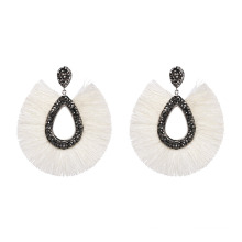 Wholesale Top Design Women Fashion Jewelry Accessories Tassel Black Crystal Stud Tassel Earrings